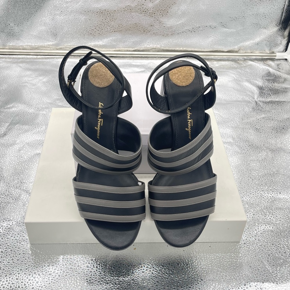 Salvatore Ferragamo Diandra Dual-Tone Block Heel Sandals